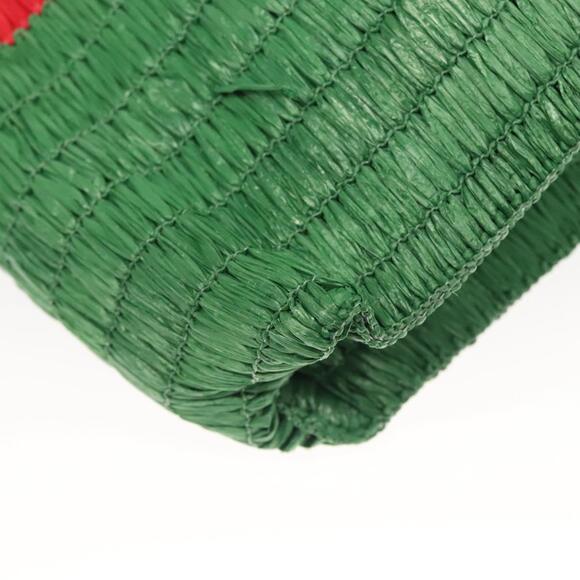 GUCCI Hand Bag Straw Green Red - Picture 13 of 16